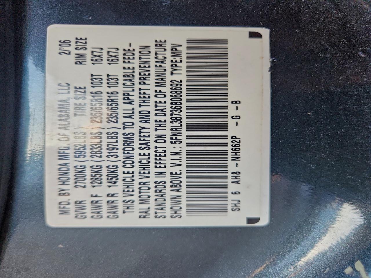 2006 HONDA ODYSSEY EXL photo 14