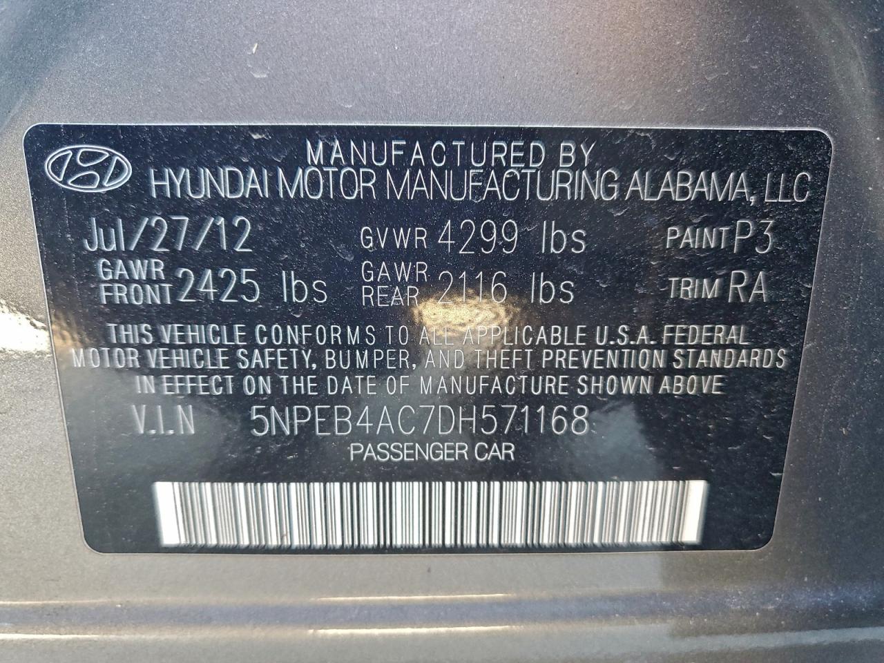 2013 HYUNDAI SONATA GLS photo 12