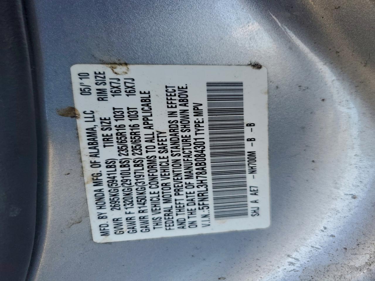 2010 HONDA ODYSSEY EXL photo 13