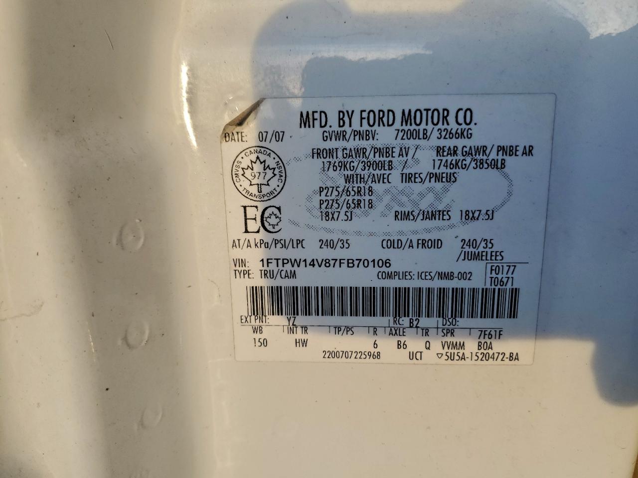 2007 FORD F150 SUPERCREW photo 12