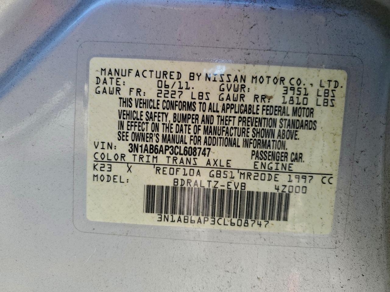 2012 NISSAN SENTRA 2.0 photo 12