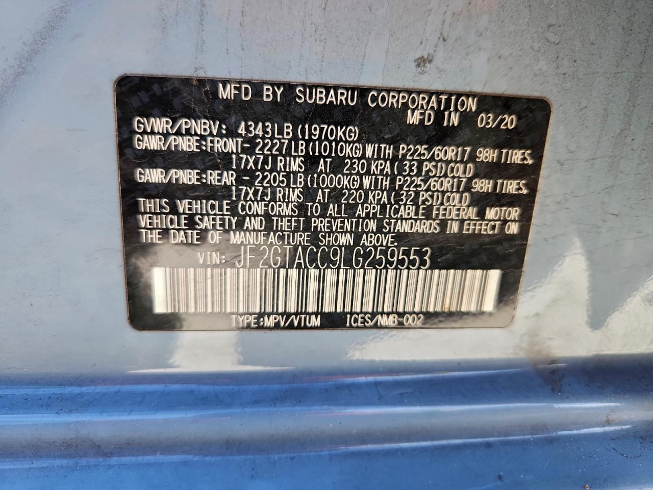 2020 SUBARU CROSSTREK PREMIUM photo 14