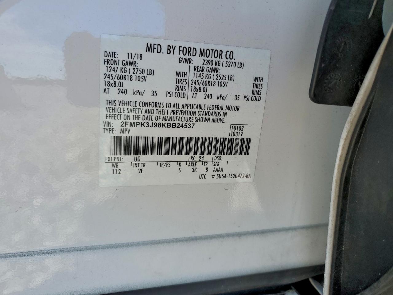 2019 FORD EDGE SEL photo 12