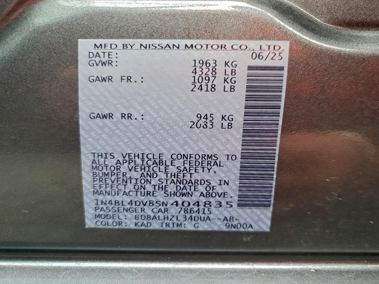 2025 NISSAN ALTIMA SV photo 13