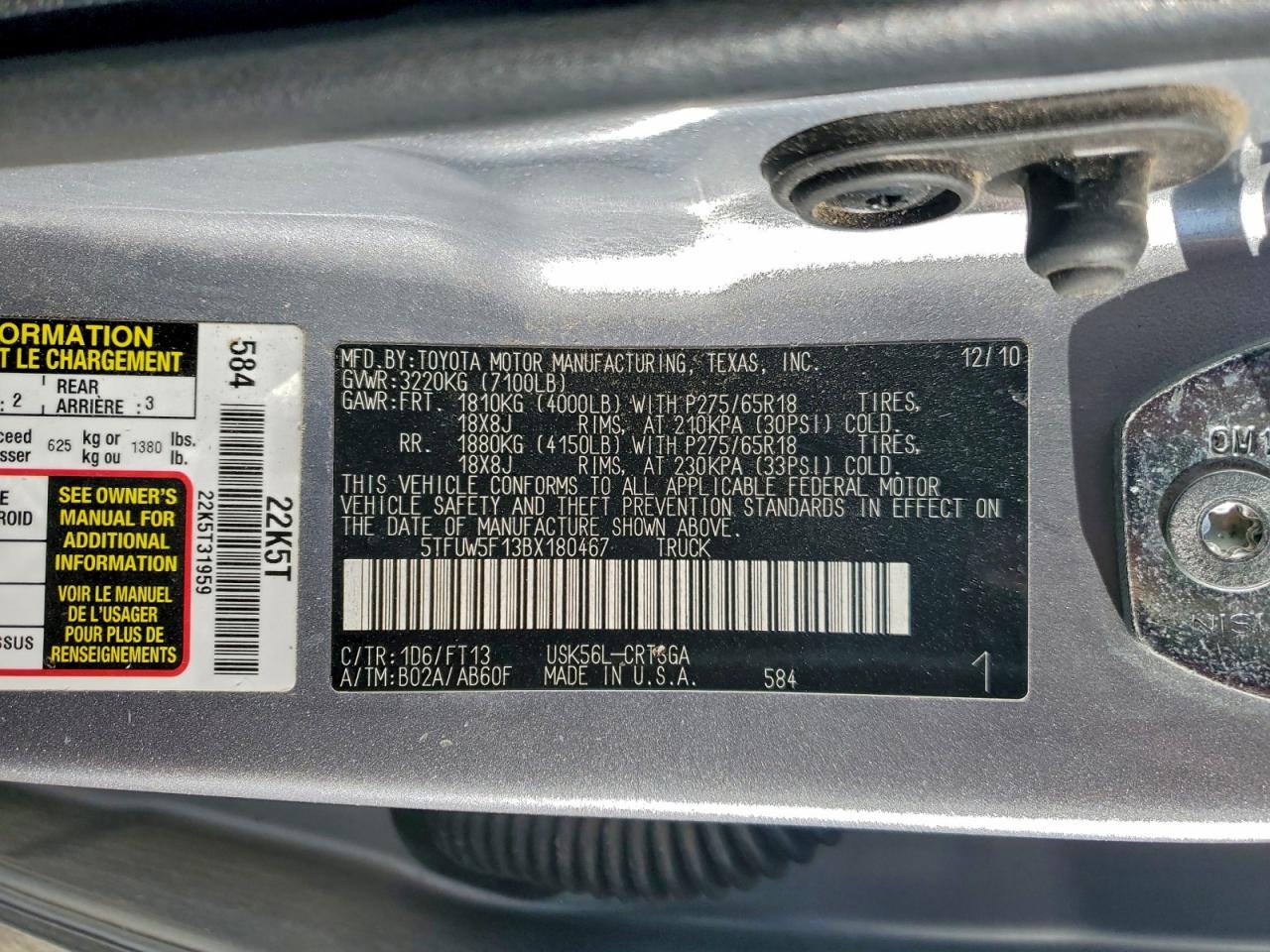 2011 TOYOTA TUNDRA DOUBLE CAB SR5 photo 12