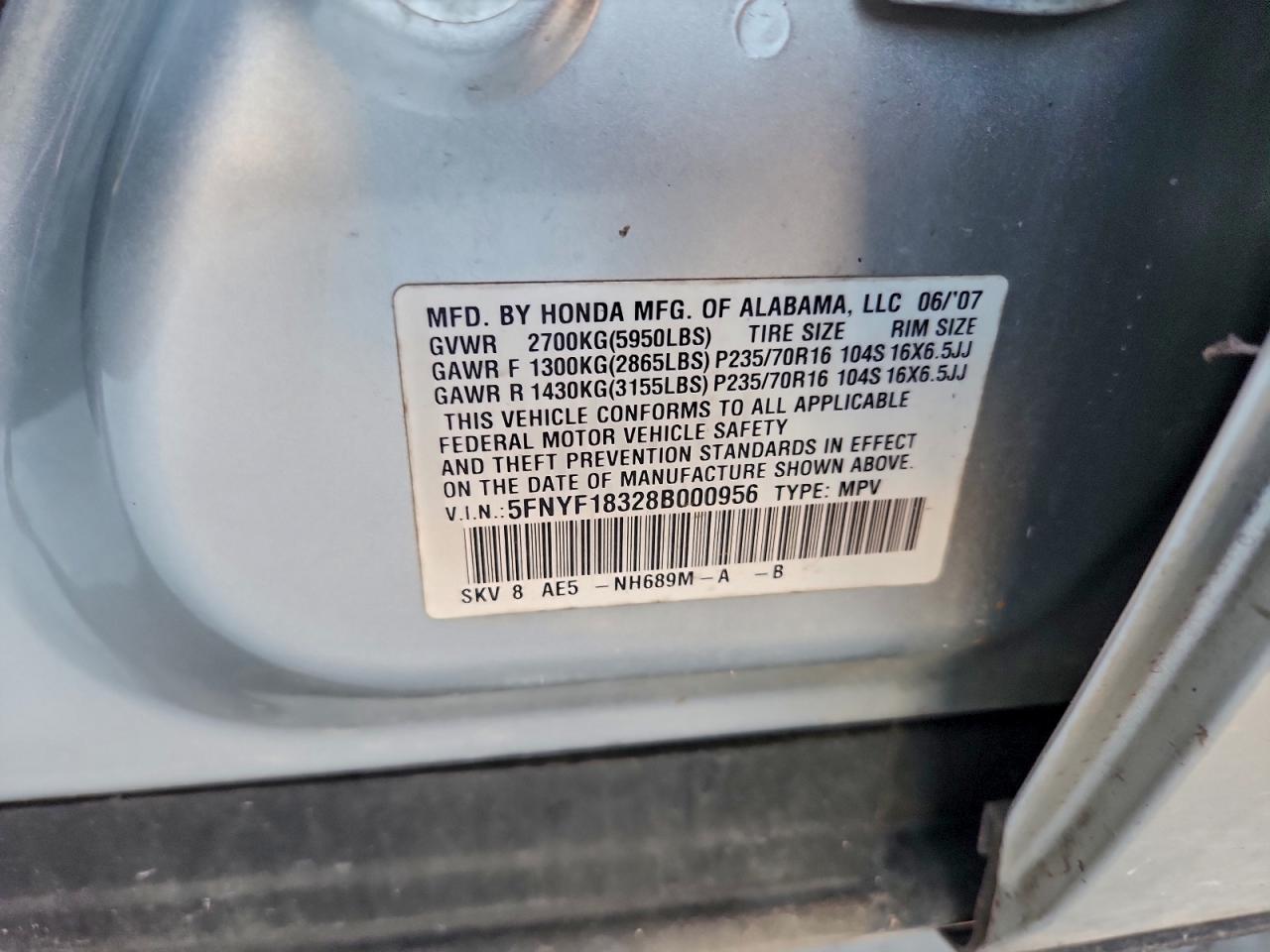 2008 HONDA PILOT SE photo 14