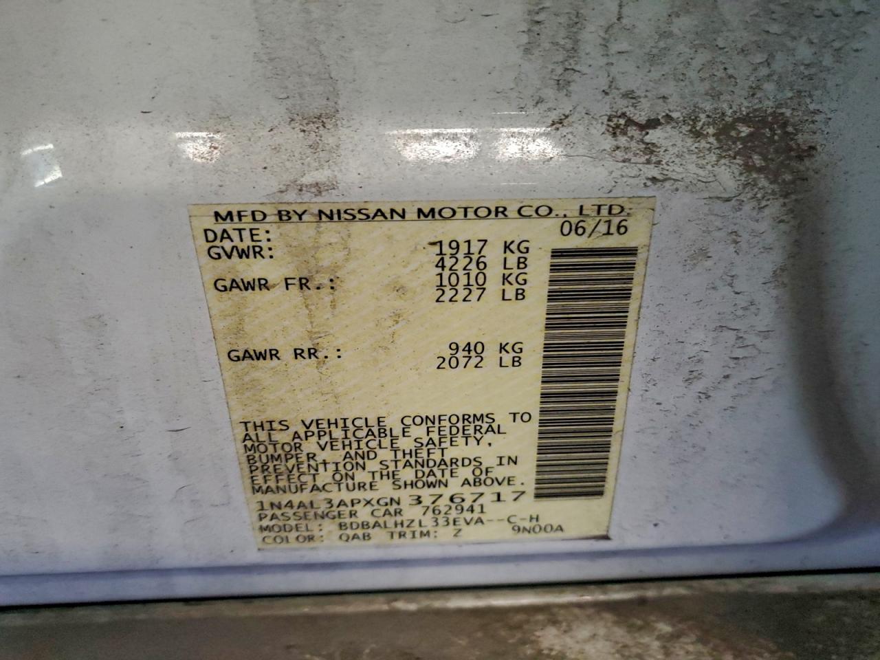 2016 NISSAN ALTIMA 2.5 photo 12