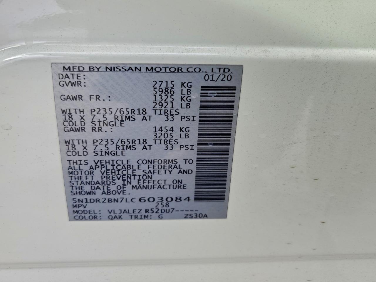 2020 NISSAN PATHFINDER SV photo 14