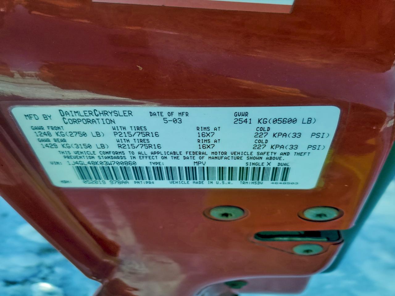 2003 JEEP LIBERTY SPORT photo 13