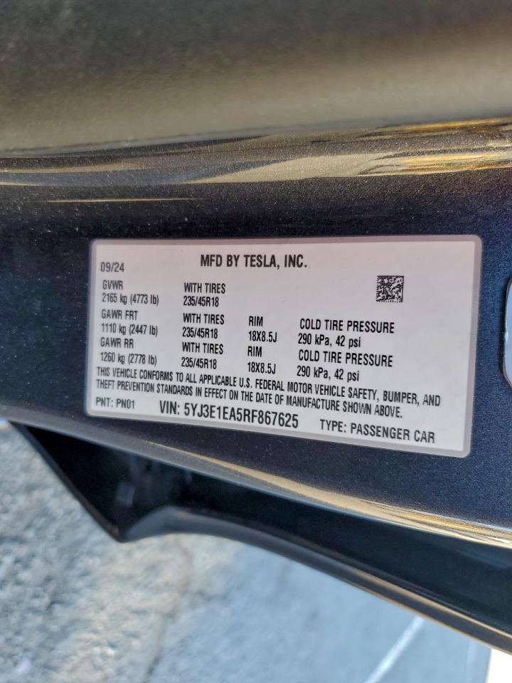 2024 TESLA MODEL 3 photo 13