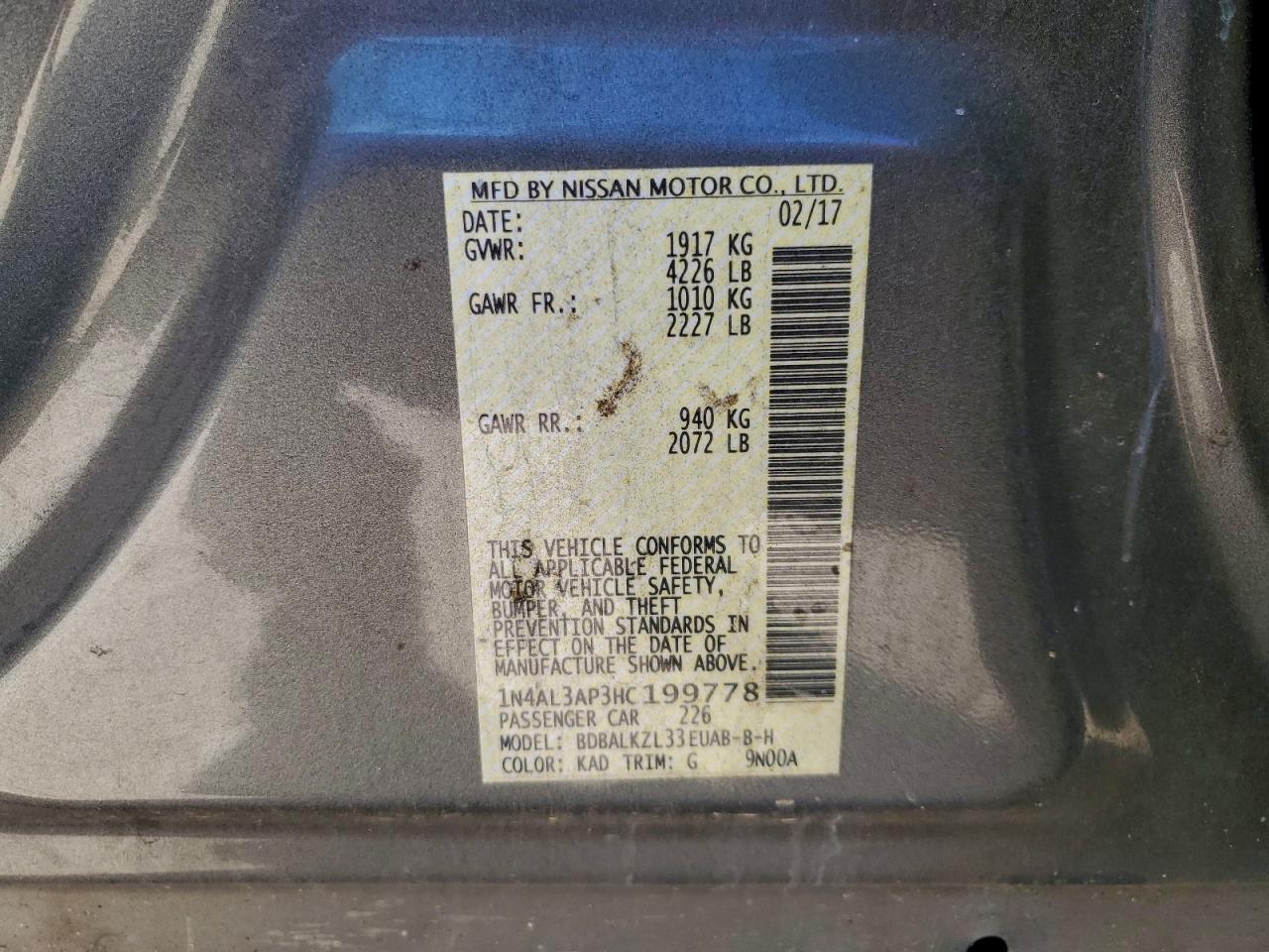 2017 NISSAN ALTIMA 2.5 photo 12