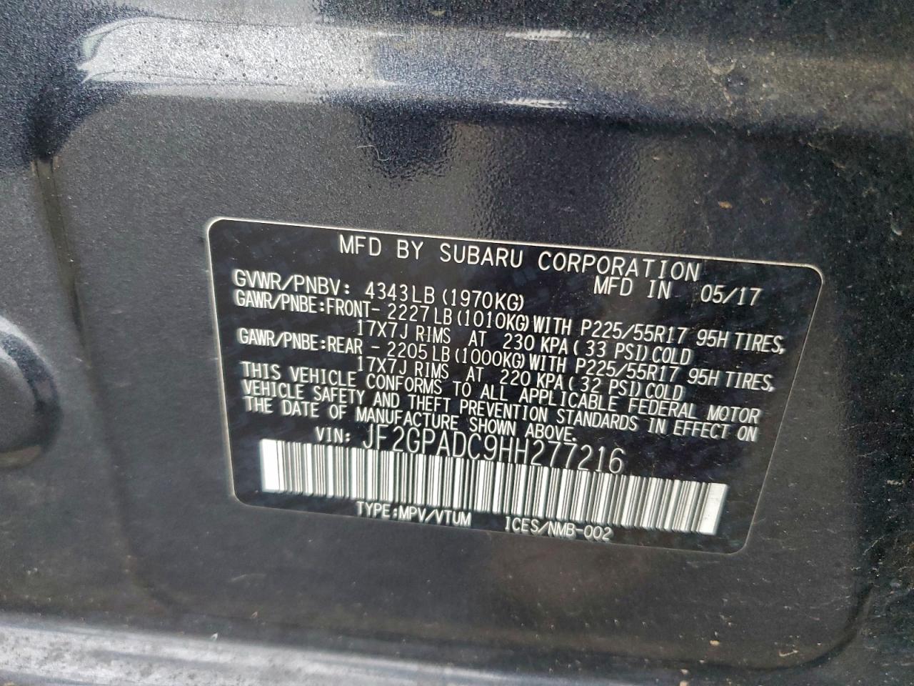 2017 SUBARU CROSSTREK PREMIUM photo 12