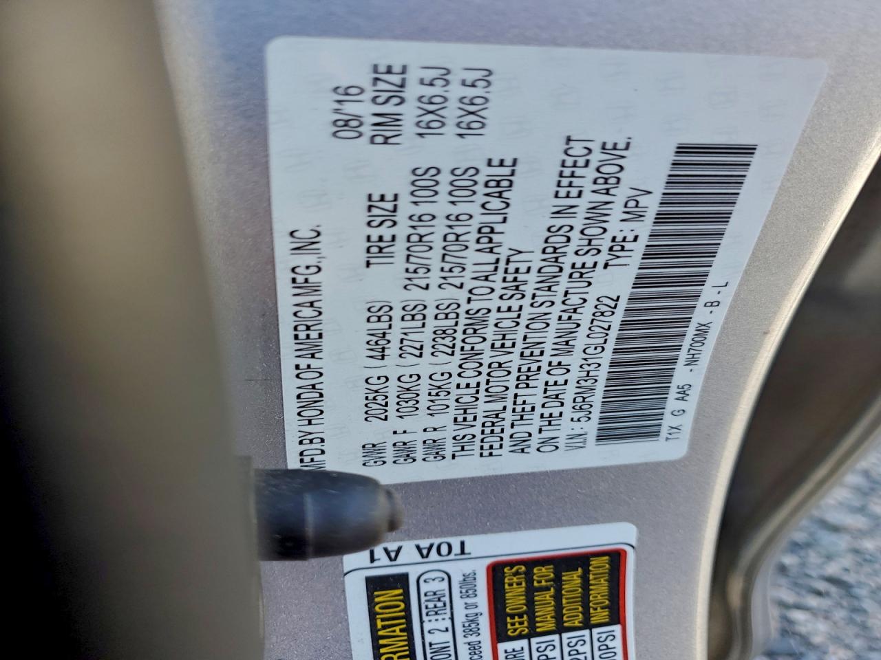 2016 HONDA CR-V LX photo 13