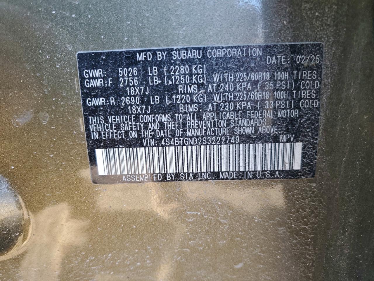 2025 SUBARU OUTBACK LIMITED XT photo 13