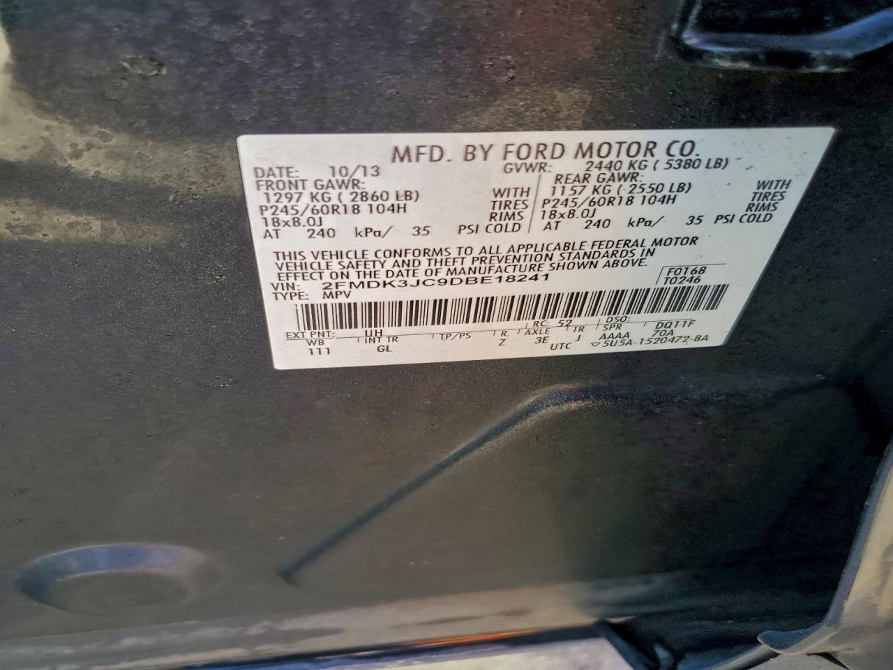 2013 FORD EDGE SEL photo 13