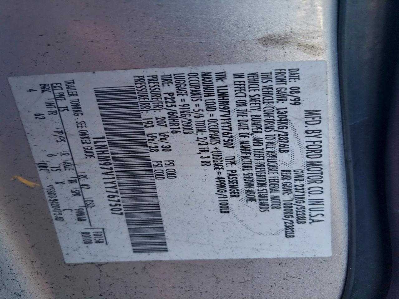 2000 LINCOLN CONTINENTAL photo 12