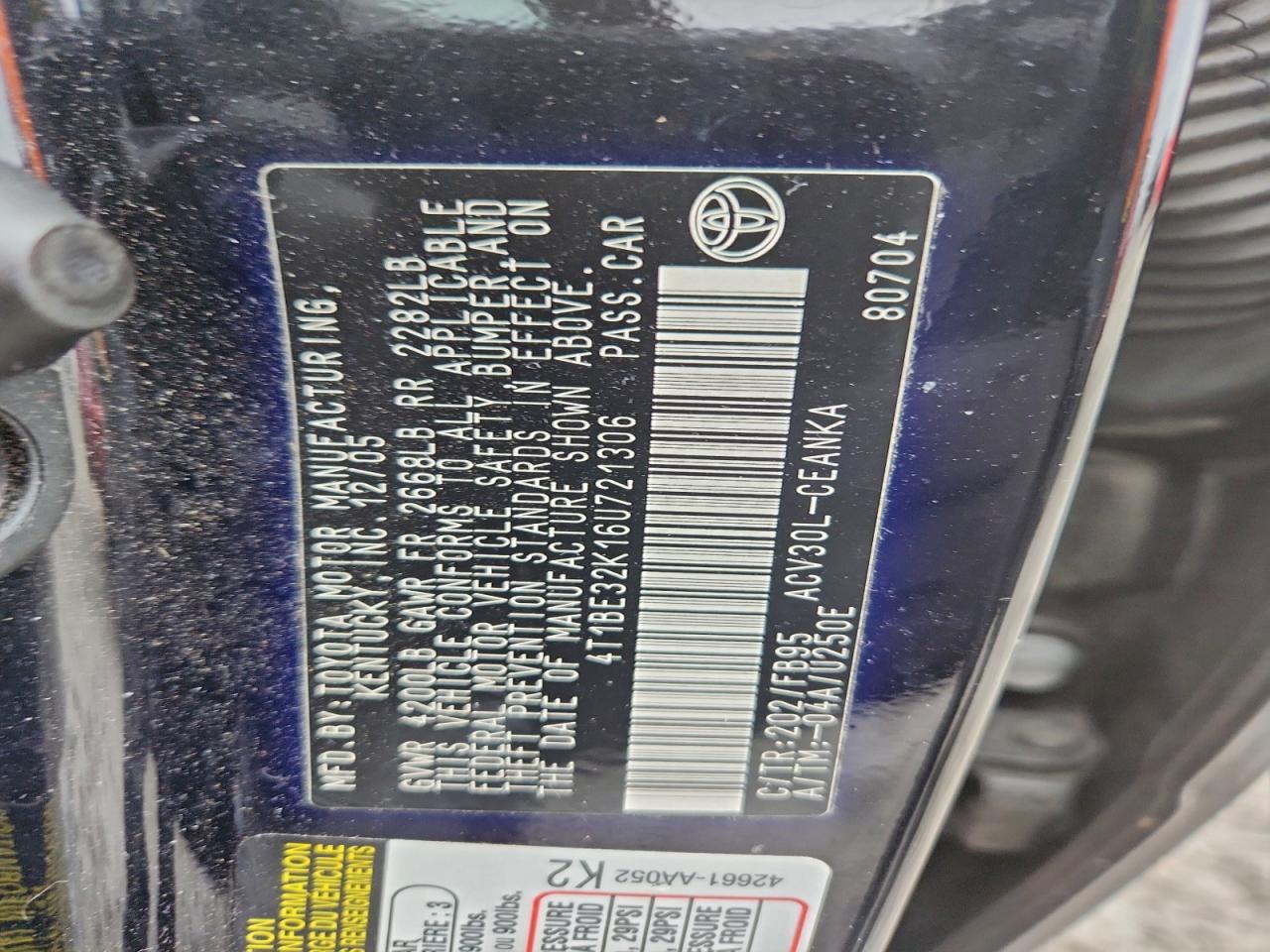 2006 TOYOTA CAMRY LE photo 12