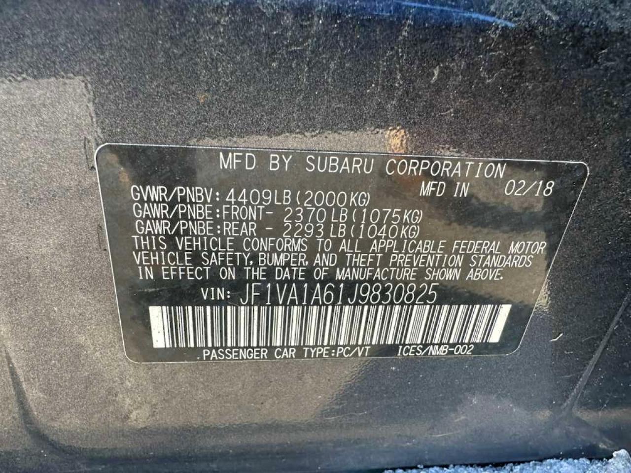 2018 SUBARU WRX photo 10