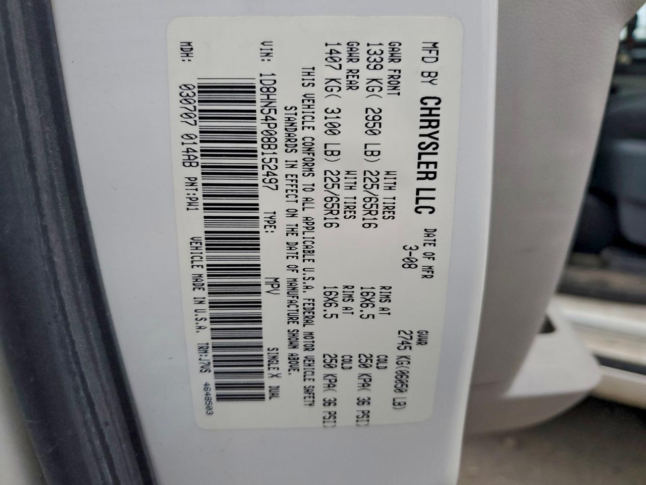 2008 DODGE GRAND CARAVAN SXT photo 13