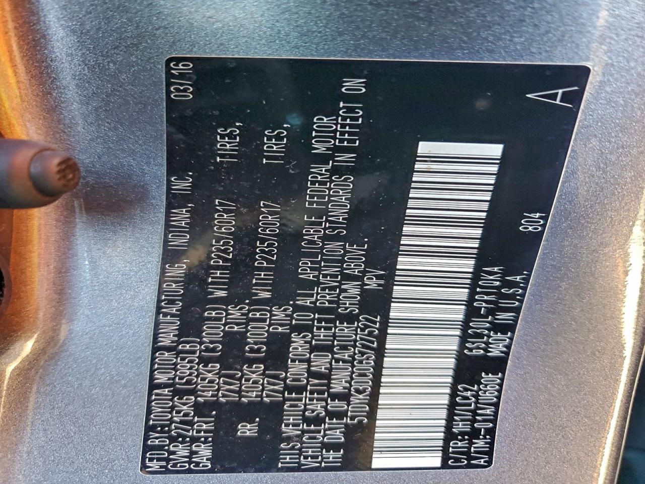 2016 TOYOTA SIENNA XLE photo 13