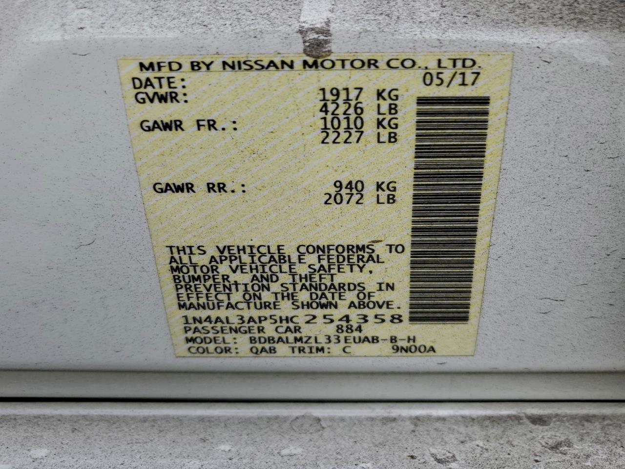2017 NISSAN ALTIMA 2.5 photo 12