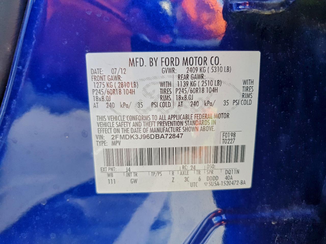 2013 FORD EDGE SEL photo 13
