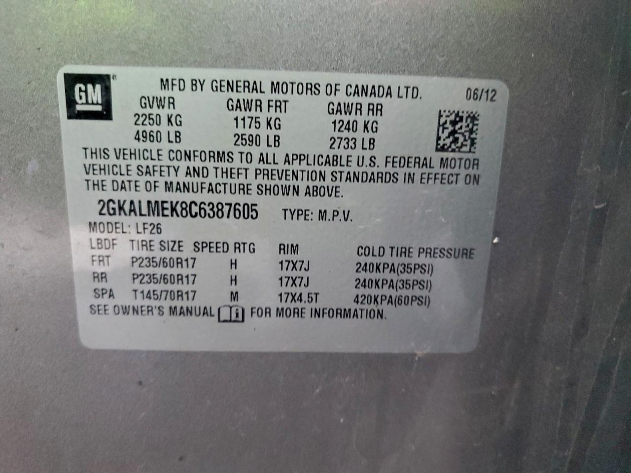 2012 GMC TERRAIN SLE photo 14