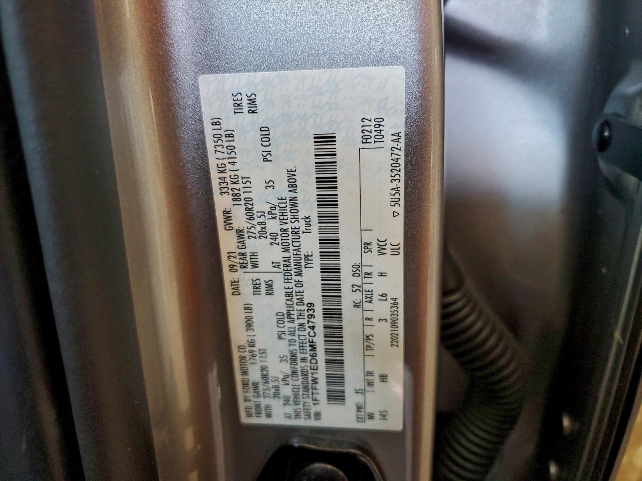2021 FORD F150 SUPERCREW photo 12
