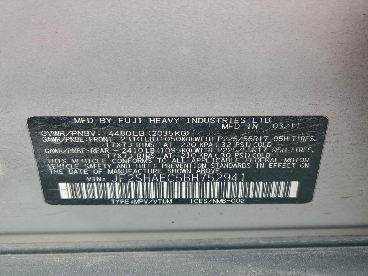 2011 SUBARU FORESTER LIMITED photo 14