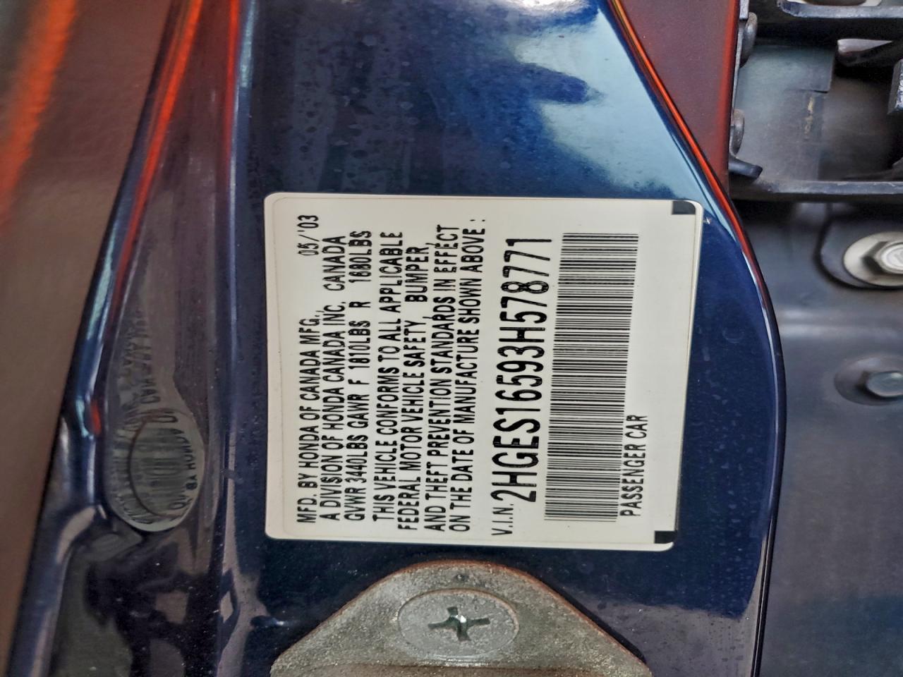 2003 HONDA CIVIC LX photo 12