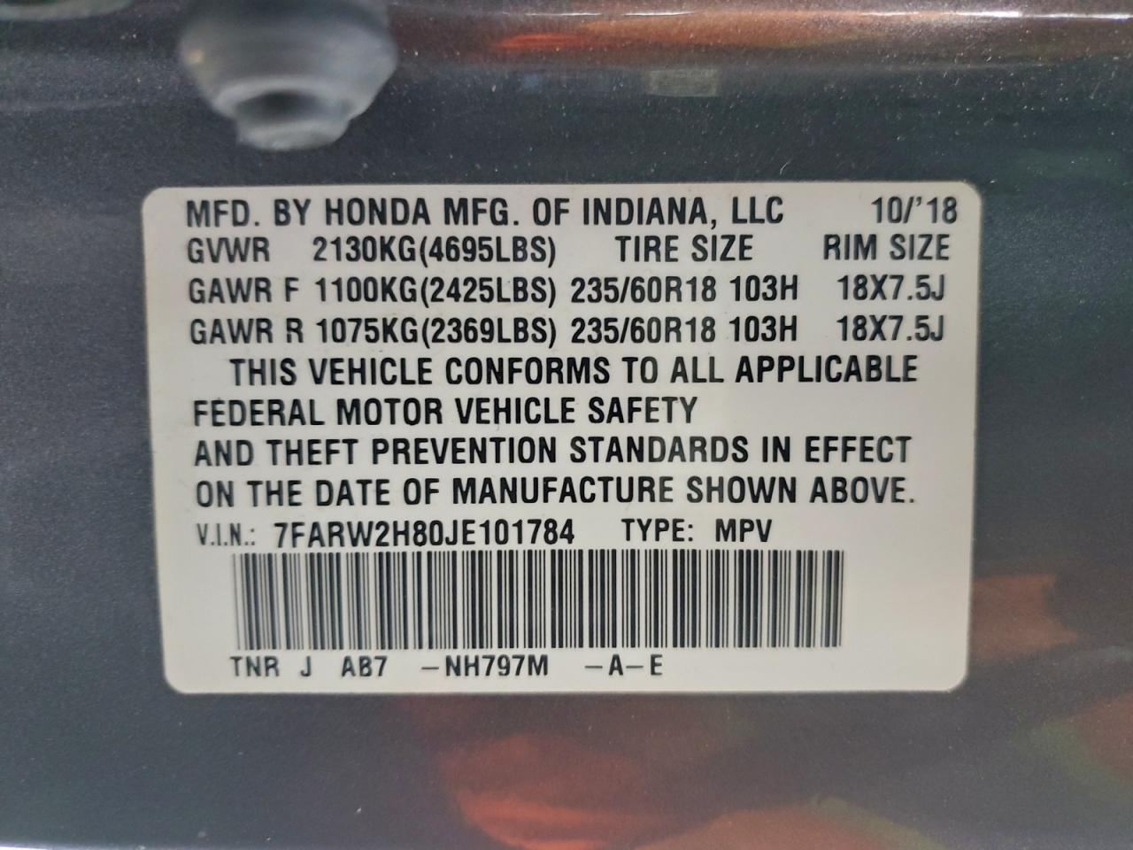 2018 HONDA CR-V EXL photo 12