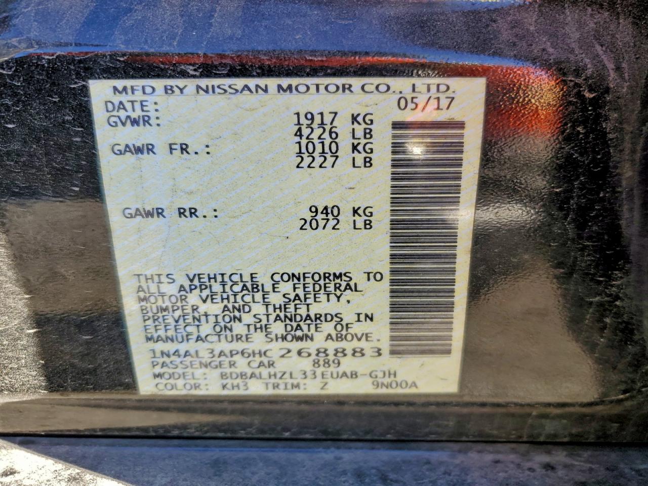 2017 NISSAN ALTIMA 2.5 photo 12
