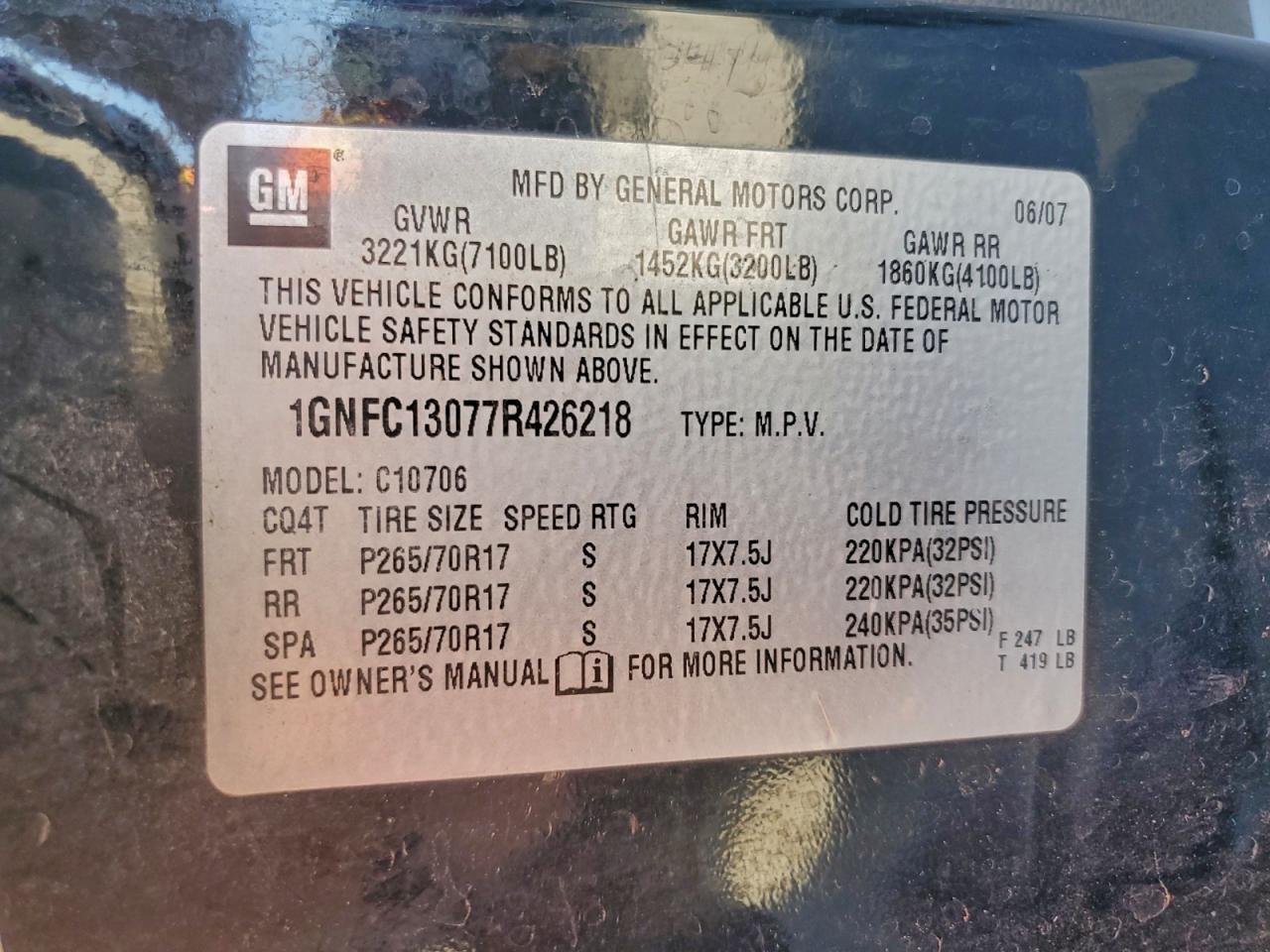 2007 CHEVROLET TAHOE C1500 photo 13