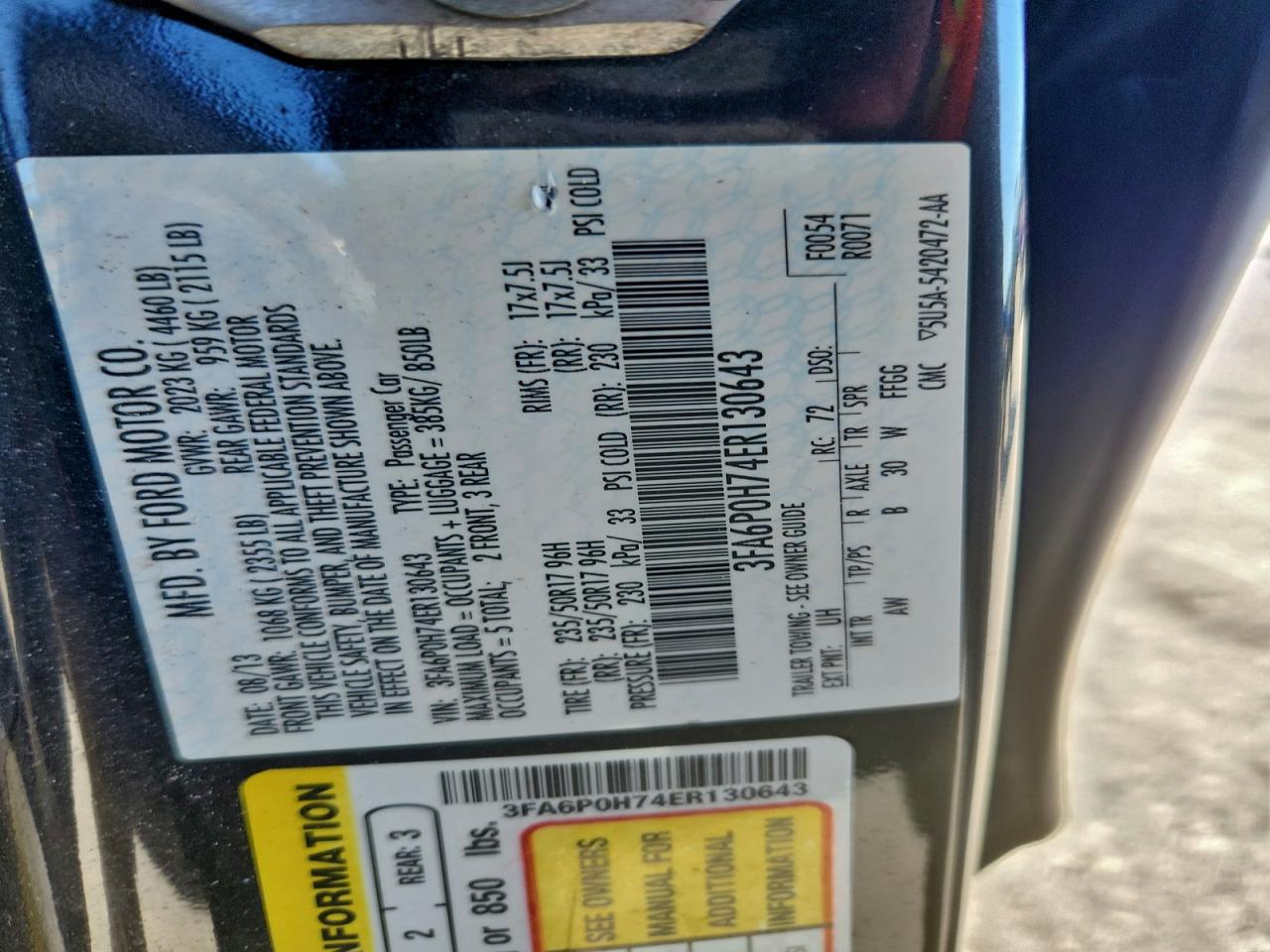 2014 FORD FUSION SE photo 12