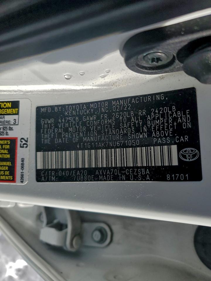 2022 TOYOTA CAMRY SE photo 13