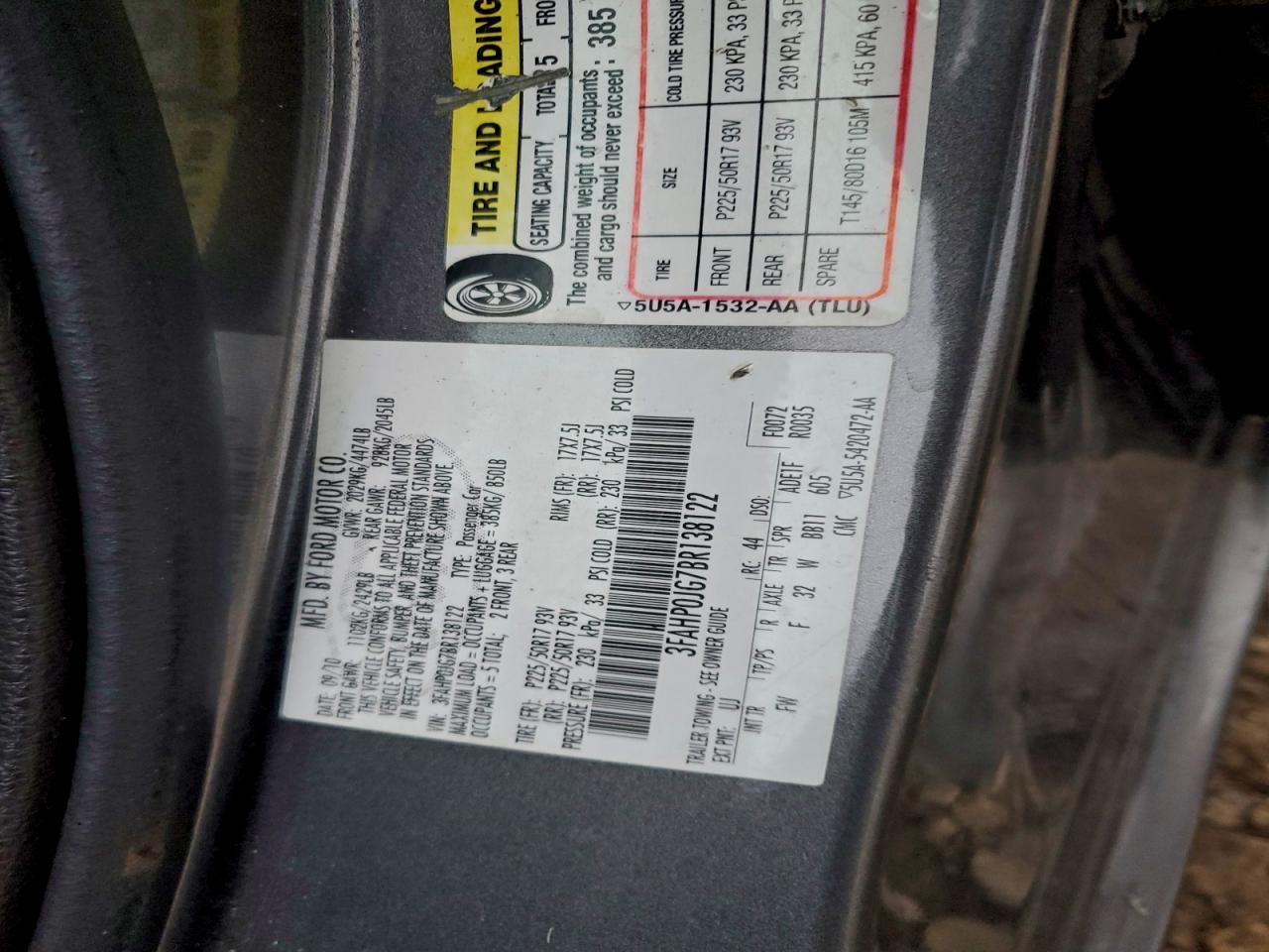 2011 FORD FUSION SEL photo 13