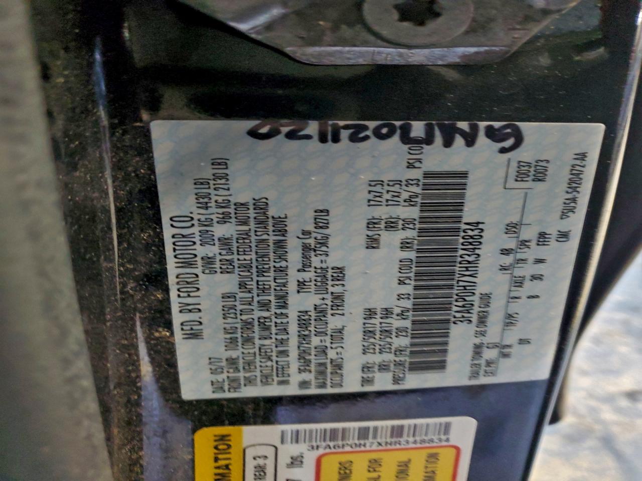 2017 FORD FUSION SE photo 12