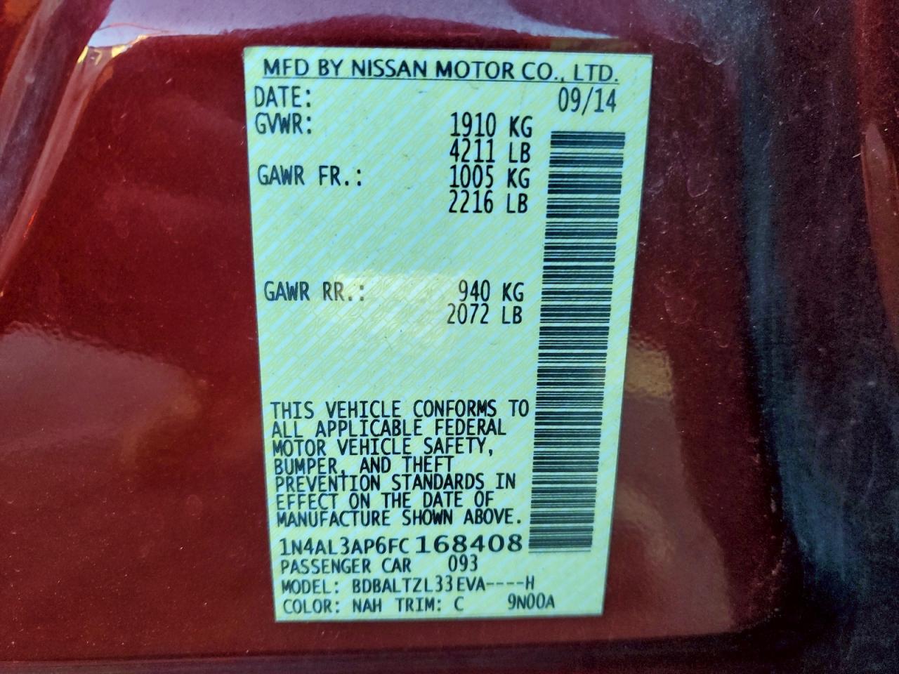 2015 NISSAN ALTIMA 2.5 photo 12