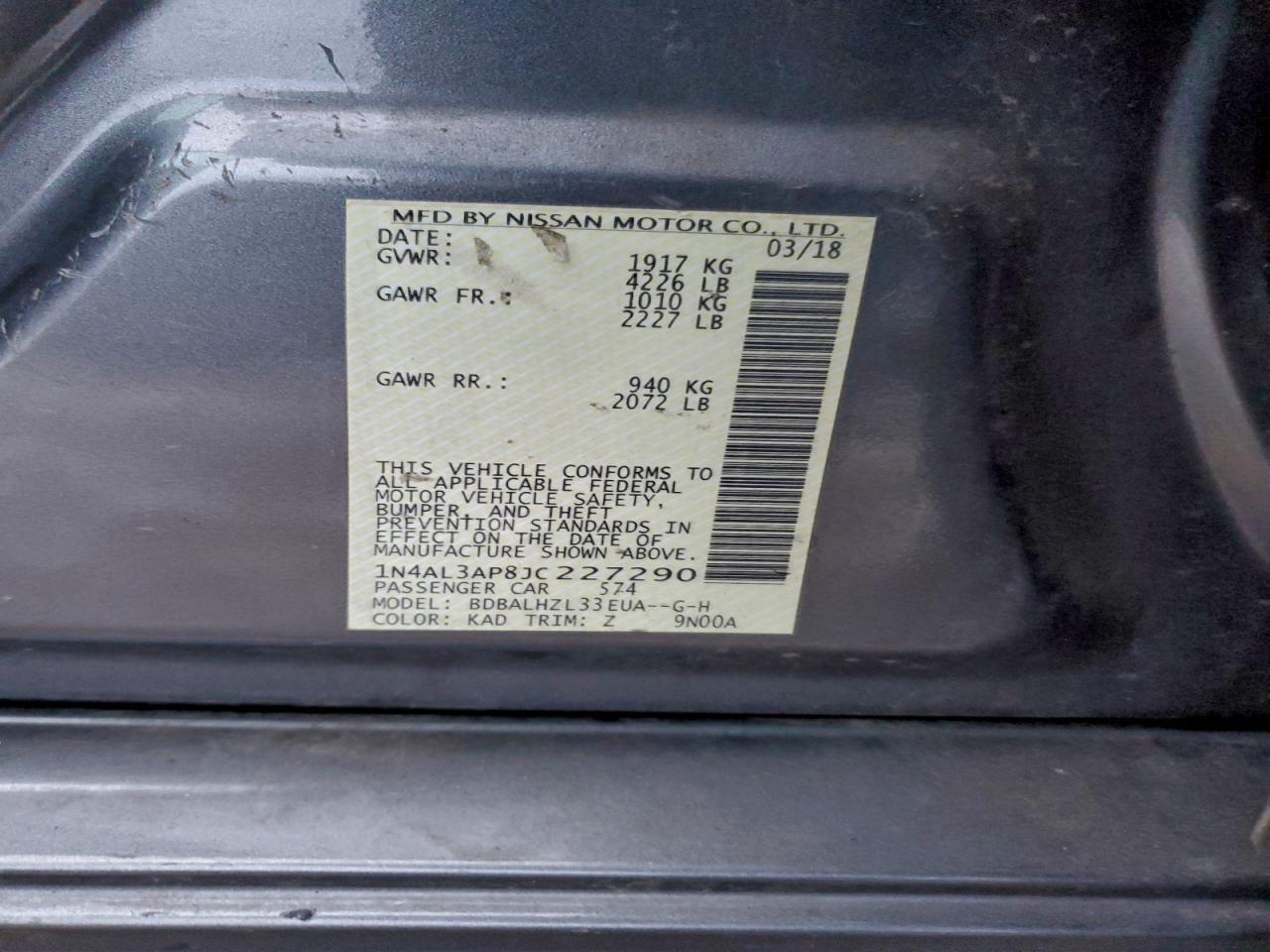 2018 NISSAN ALTIMA 2.5 photo 12