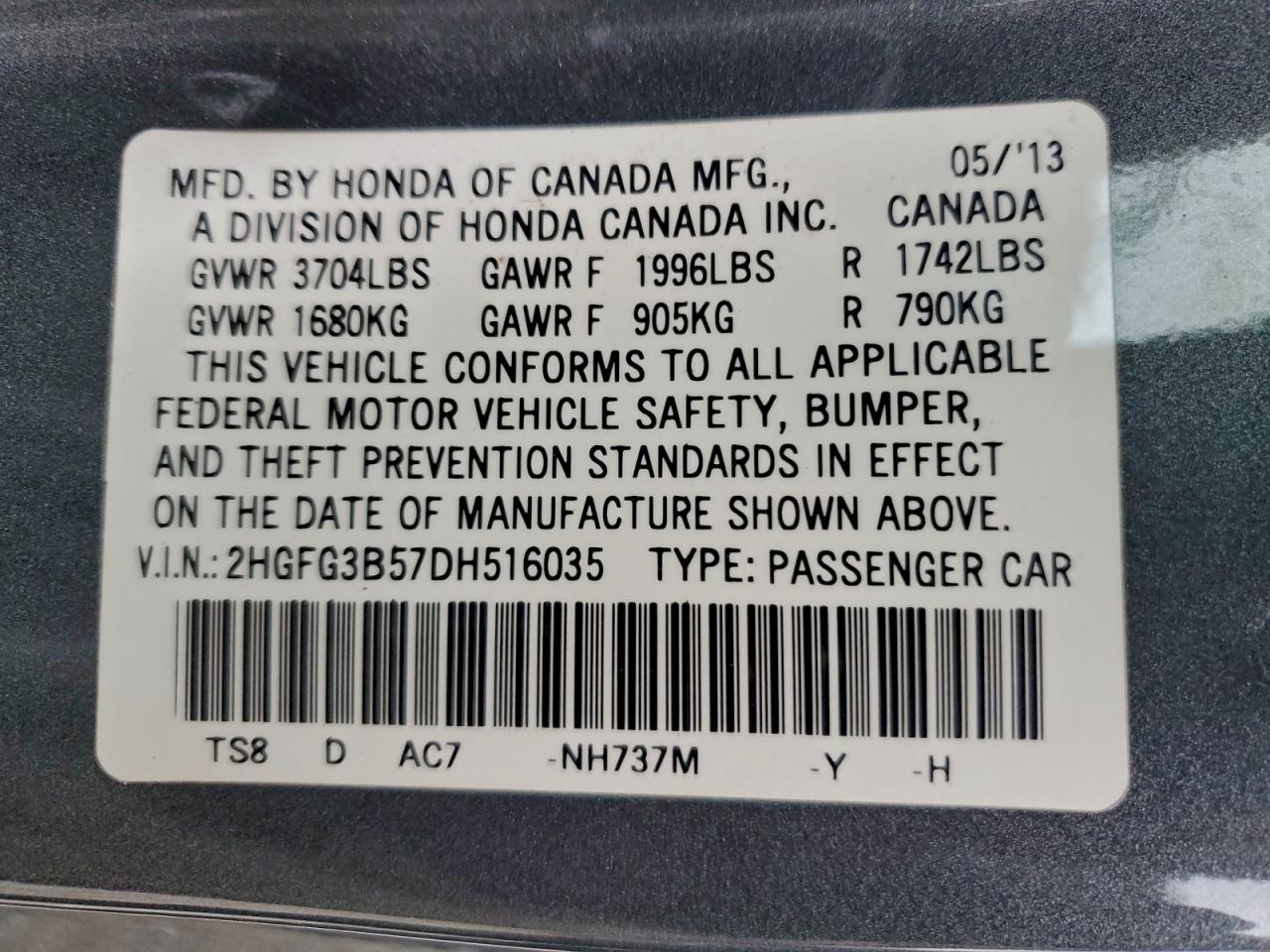 2013 HONDA CIVIC LX photo 12