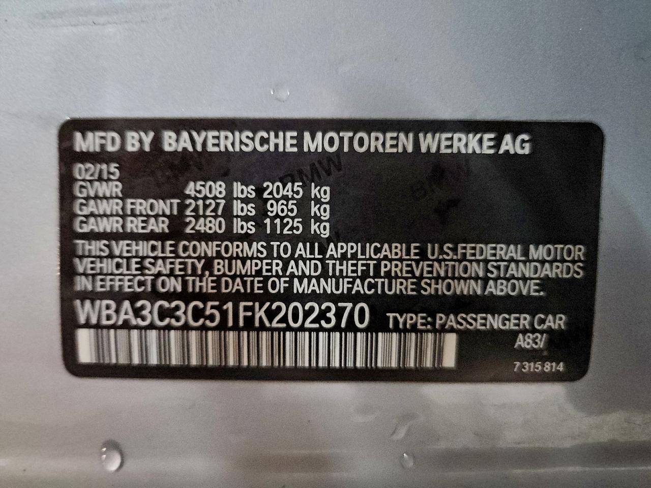 2015 BMW 320 I XDRIVE photo 23