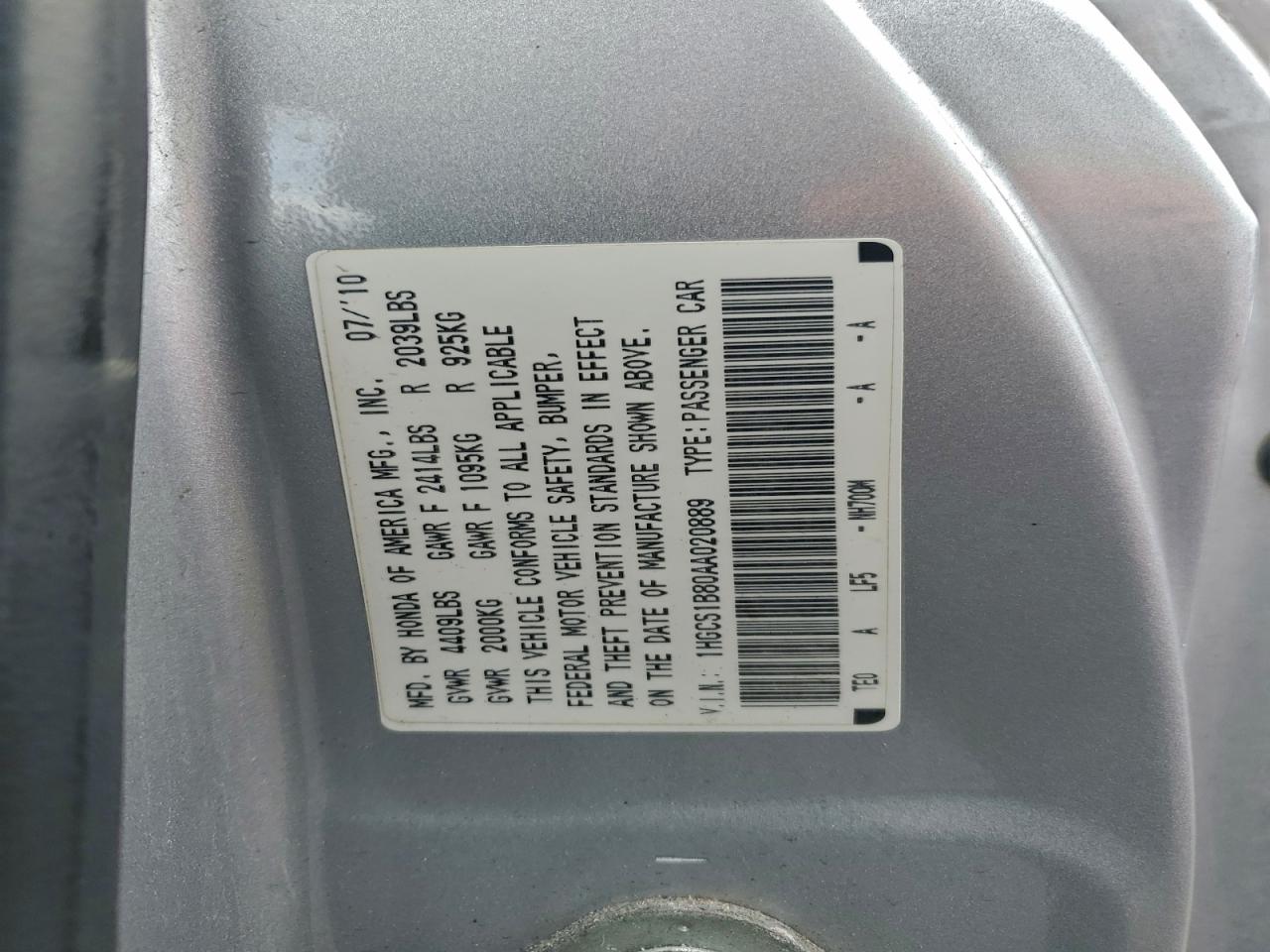 2010 HONDA ACCORD EXL photo 12