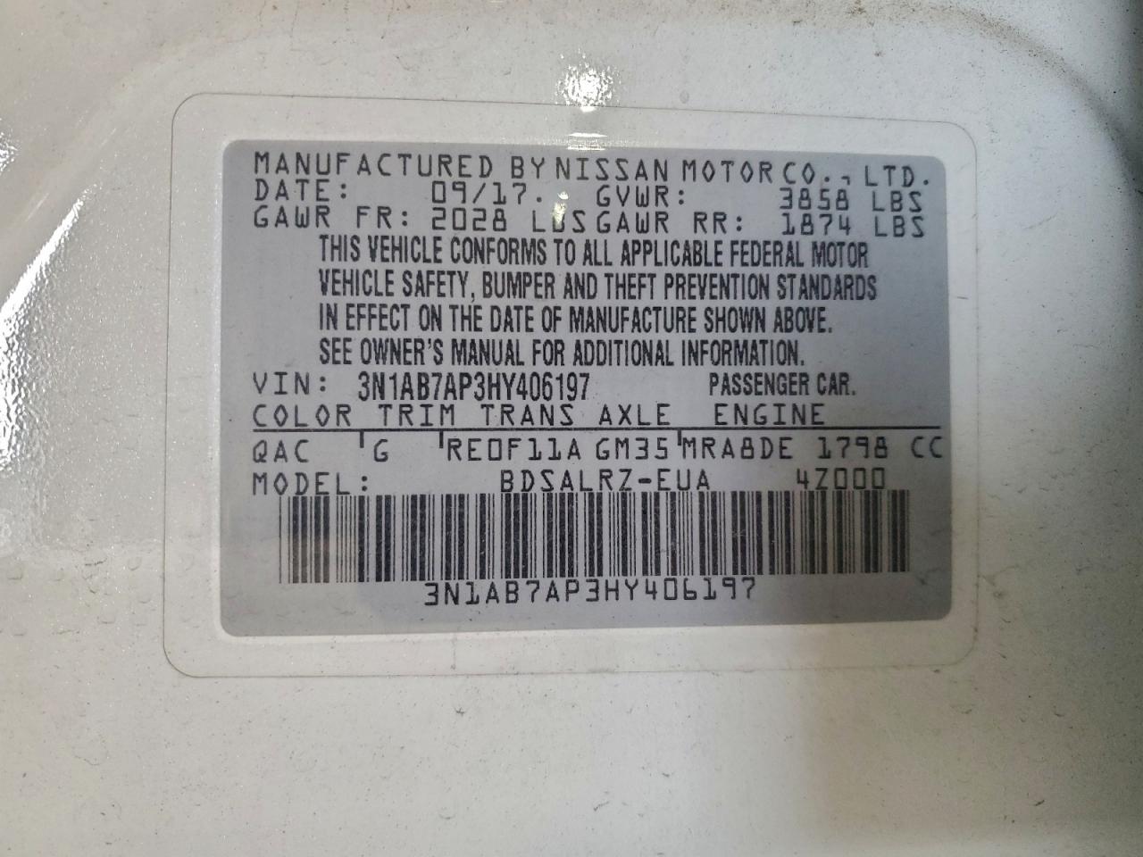 2017 NISSAN SENTRA S photo 12