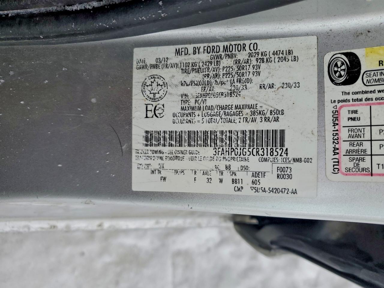 2012 FORD FUSION SEL photo 23