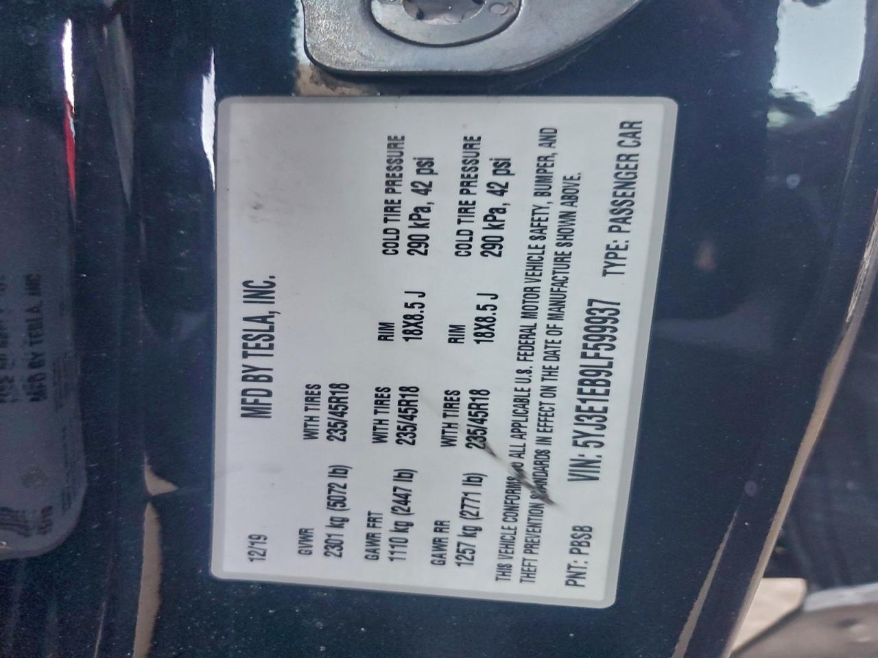 2020 TESLA MODEL 3 photo 12
