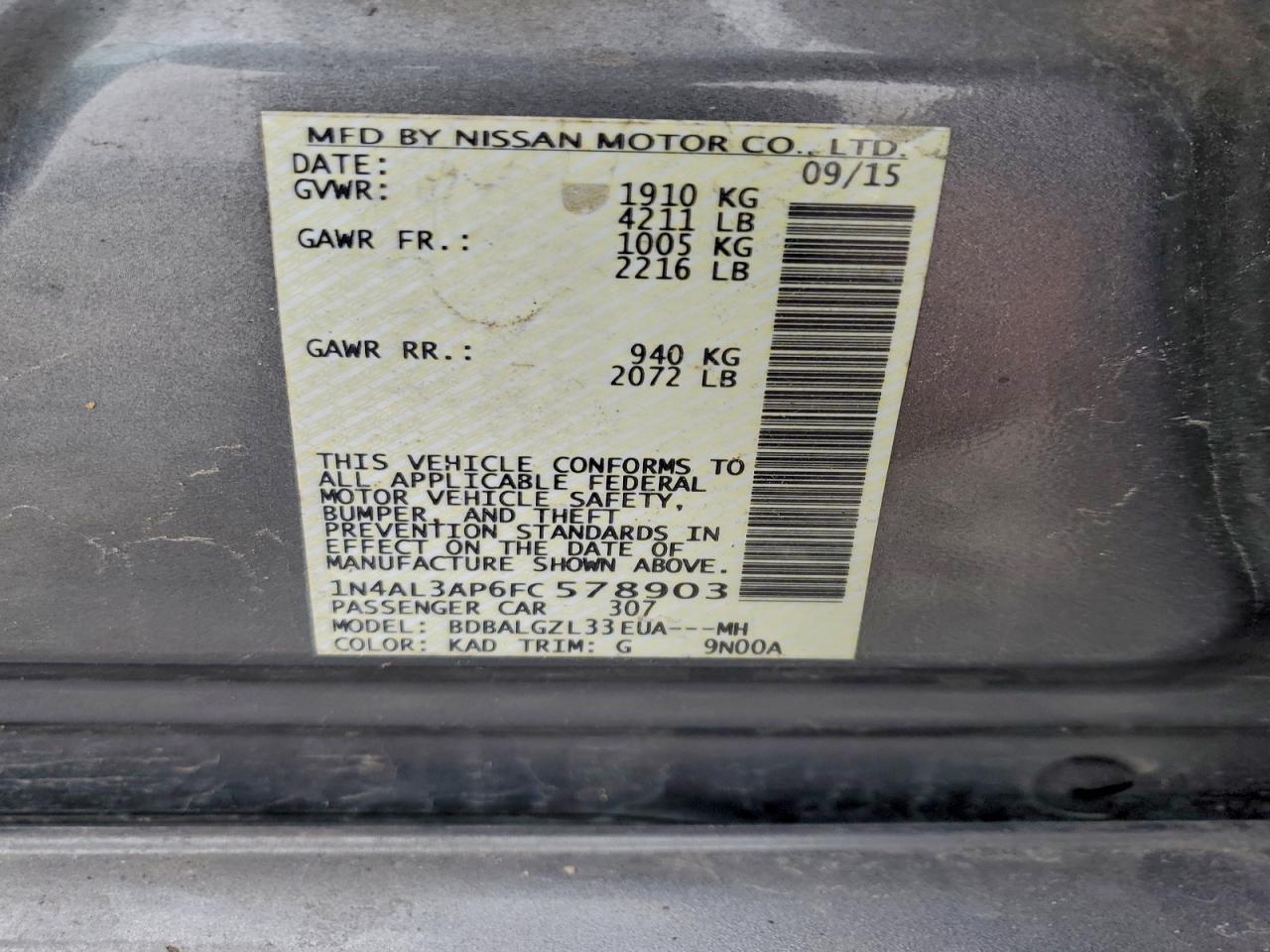 2015 NISSAN ALTIMA 2.5 photo 12