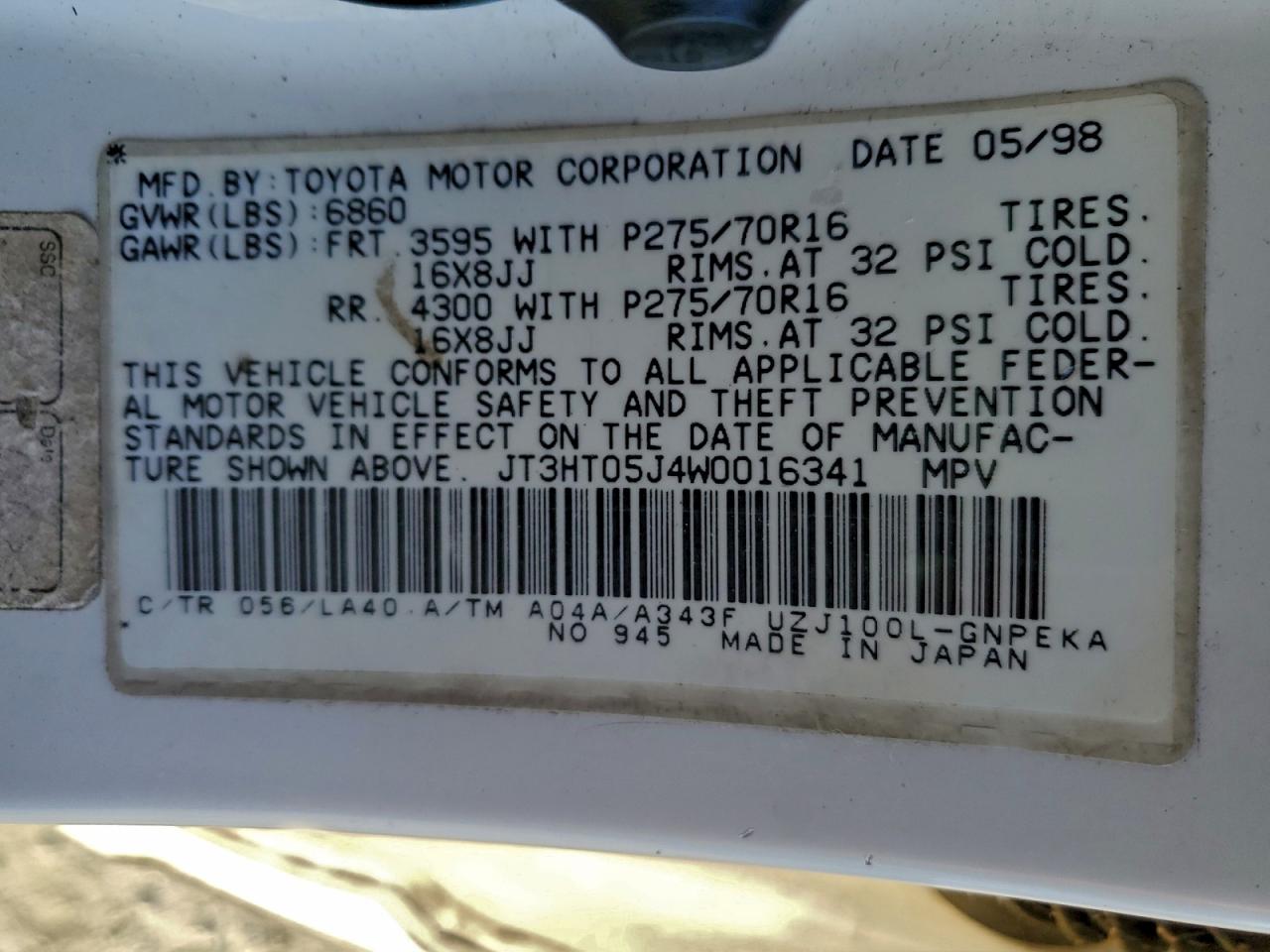 1998 TOYOTA LAND CRUISER photo 13