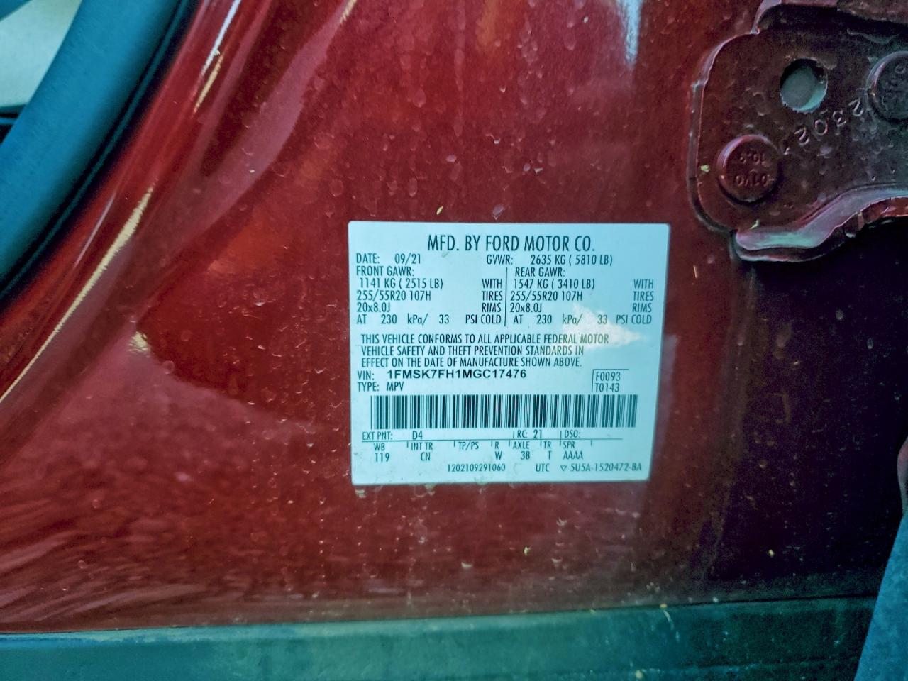 2021 FORD EXPLORER LIMITED photo 25
