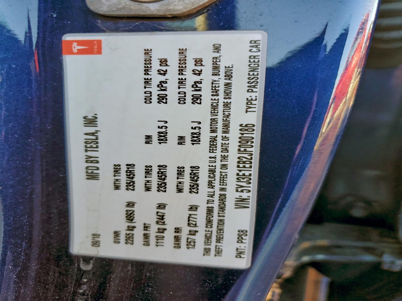 2018 TESLA MODEL 3 photo 12