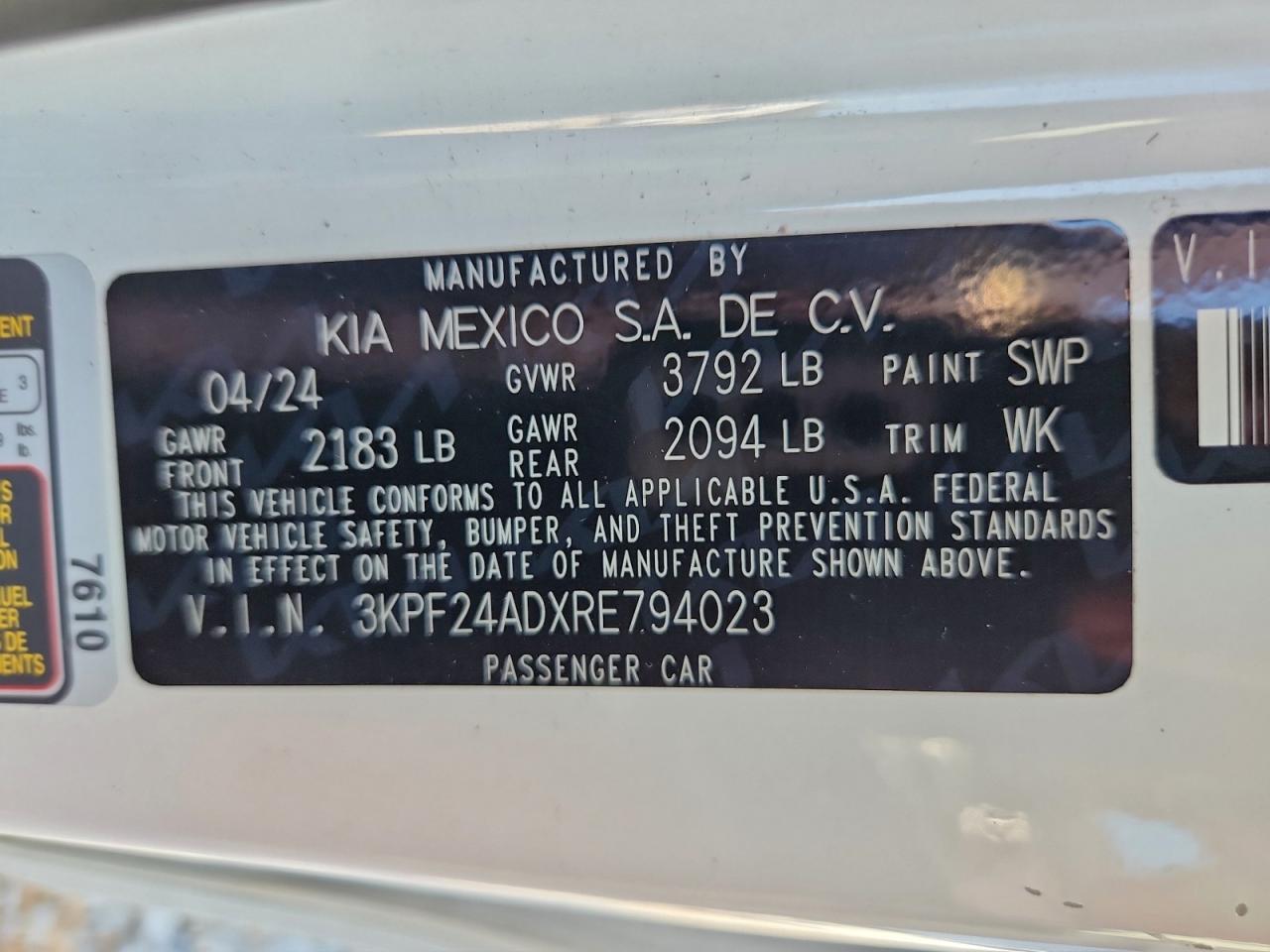 2024 KIA FORTE LX photo 12